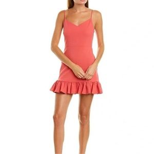 1. State, Ruffle Hem, A-Line Dress in Coral Poppy